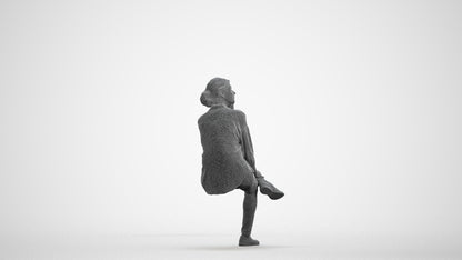 scanned 3D woman casual sitting, photogrammetry people for Enscape and V-Ray, wireframe front view