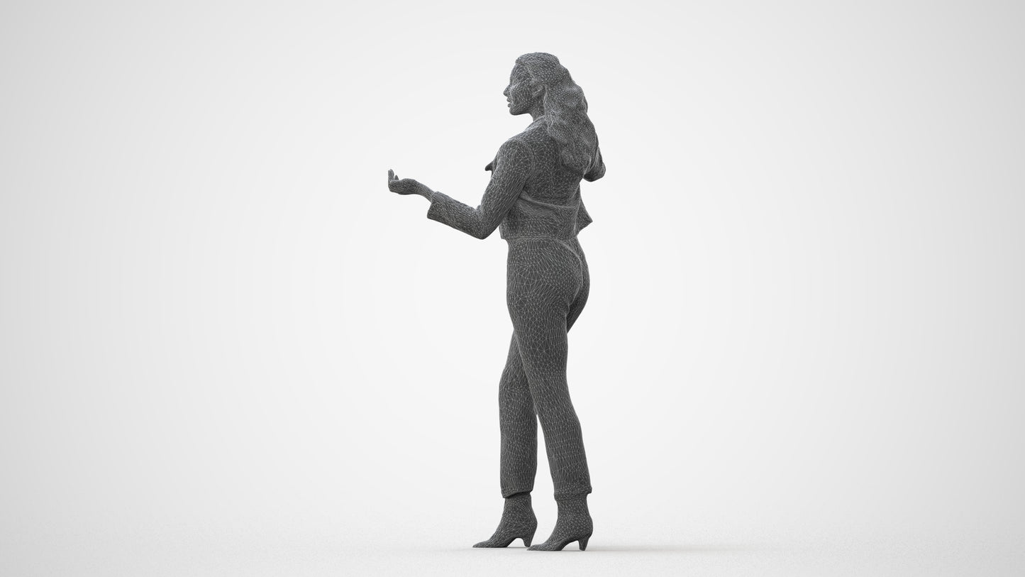 3D scanned woman standing business, photorealistic archviz people for Enscape and SketchUp, square thumbnail
