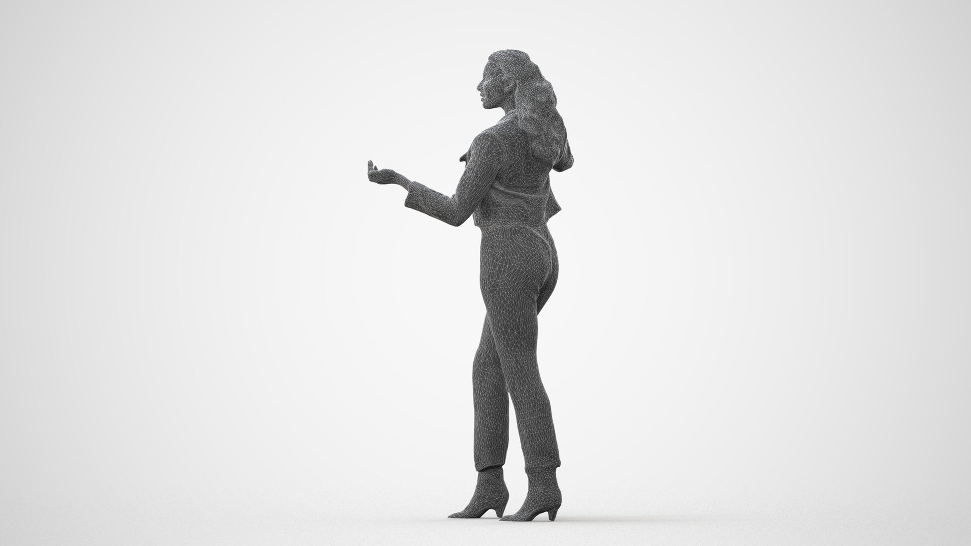 3D scanned woman standing business, photorealistic archviz people for Enscape and SketchUp, square thumbnail