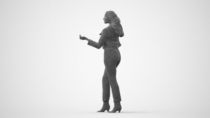 3D scanned woman standing business, photorealistic archviz people for Enscape and SketchUp, square thumbnail