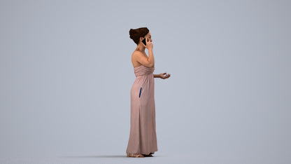 realistic 3D woman casual standing, scanned archviz people for Blender and 3ds Max, side view render