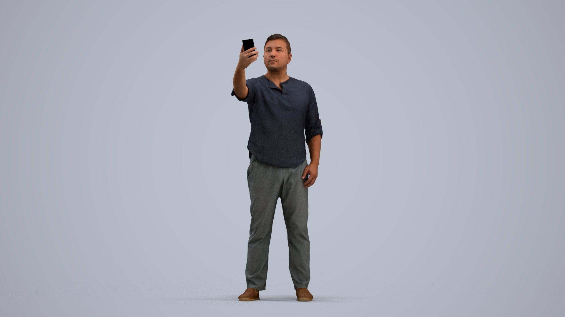 scanned 3D man casual standing, photogrammetry people for Enscape and V-Ray, standing pose render