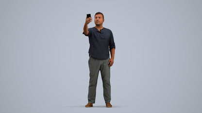 scanned 3D man casual standing, photogrammetry people for Enscape and V-Ray, standing pose render