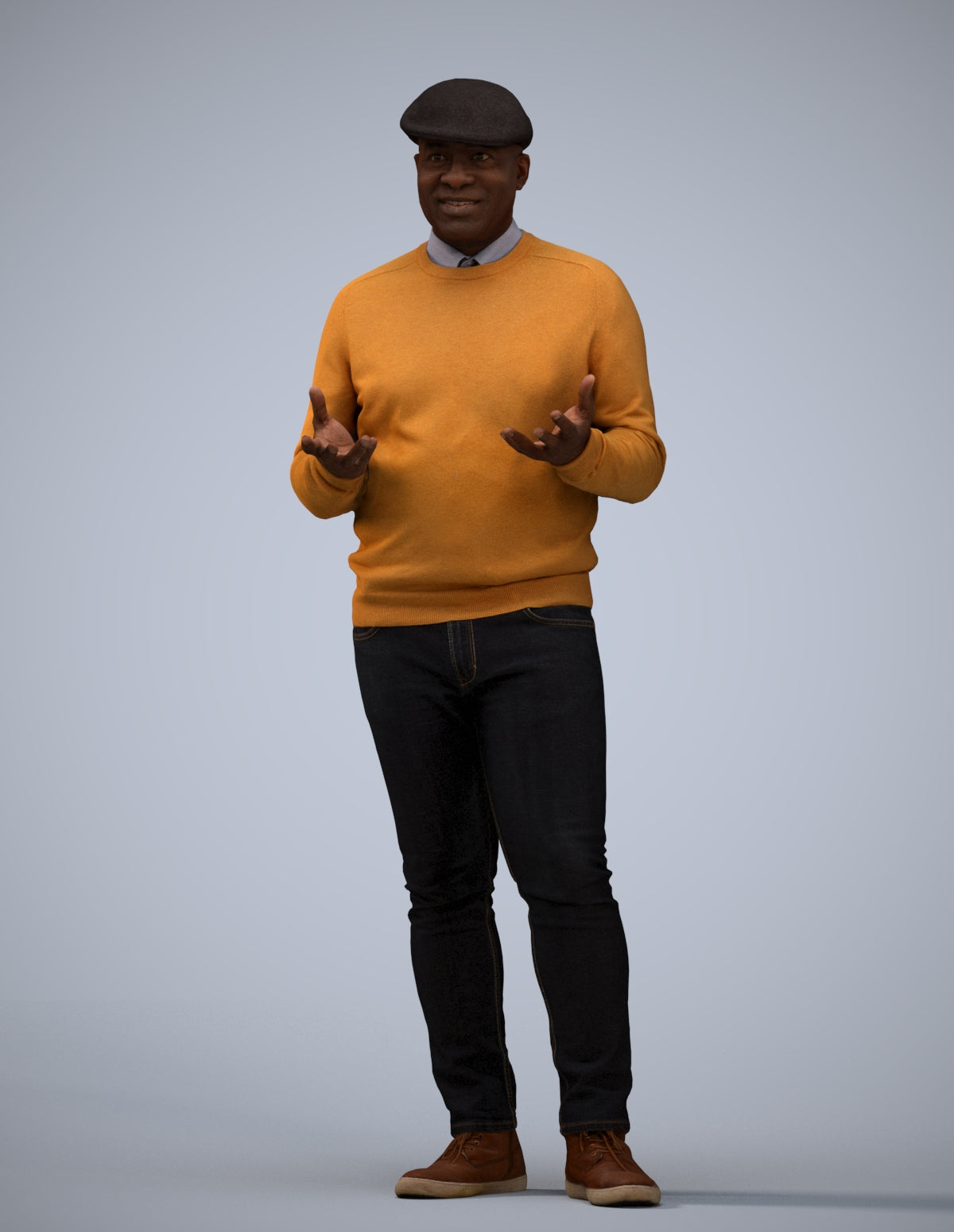 realistic 3D human man casual standing, archviz people FBX OBJ for Blender