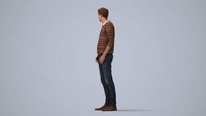 realistic 3D people man casual standing, render-ready for V-Ray and Corona, FBX OBJ, three-quarter view render