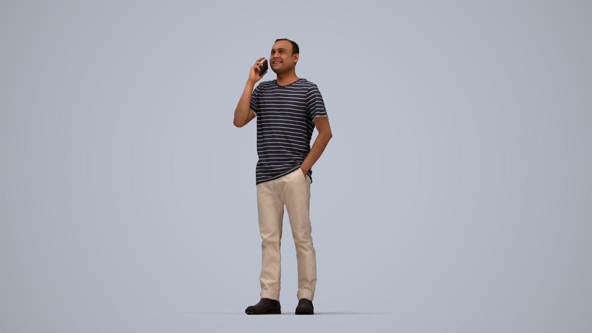 photogrammetry 3D man casual standing, realistic human model archviz FBX, top-down view render