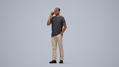 photogrammetry 3D man casual standing, realistic human model archviz FBX, top-down view render