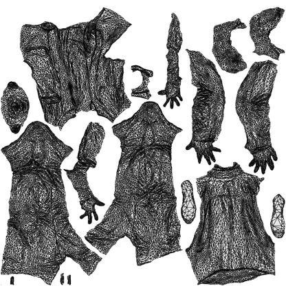 3D human model man casual standing, photogrammetry scanned person for archviz, wireframe top-down view