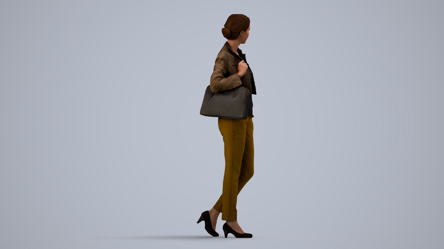 scanned 3D woman casual standing, photogrammetry people for Enscape and V-Ray, side view render