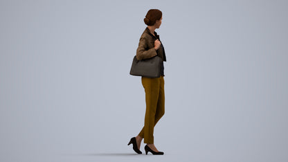 scanned 3D woman casual standing, photogrammetry people for Enscape and V-Ray, side view render