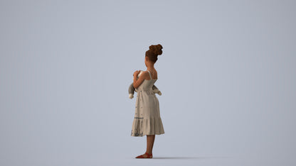 realistic 3D girl casual kids, scanned archviz people for Blender and 3ds Max, three-quarter view render