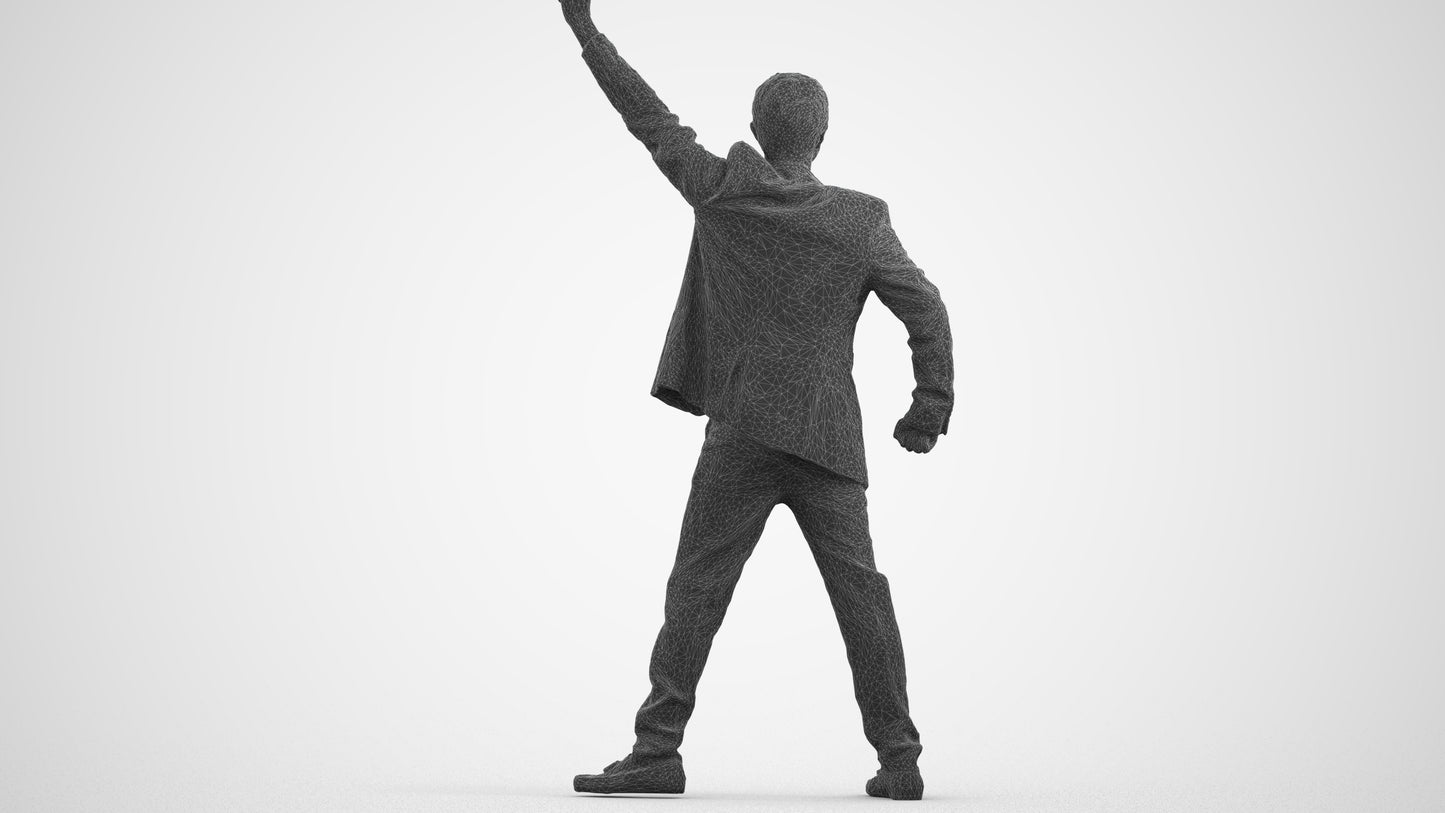 realistic 3D man formal dancing, scanned archviz people for Blender and 3ds Max, wireframe front view