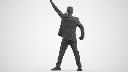 realistic 3D man formal dancing, scanned archviz people for Blender and 3ds Max, wireframe front view