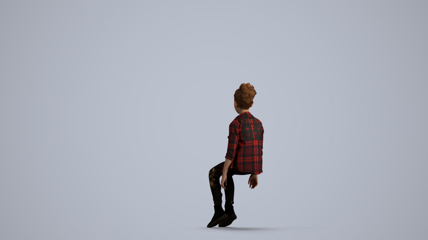 photogrammetry 3D girl casual kids, realistic human model archviz FBX, front view render