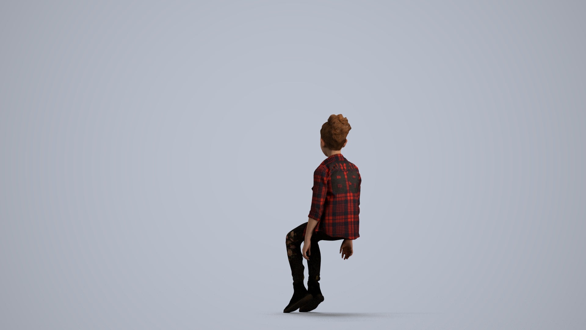 photogrammetry 3D girl casual kids, realistic human model archviz FBX, front view render