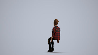 photogrammetry 3D girl casual kids, realistic human model archviz FBX, front view render