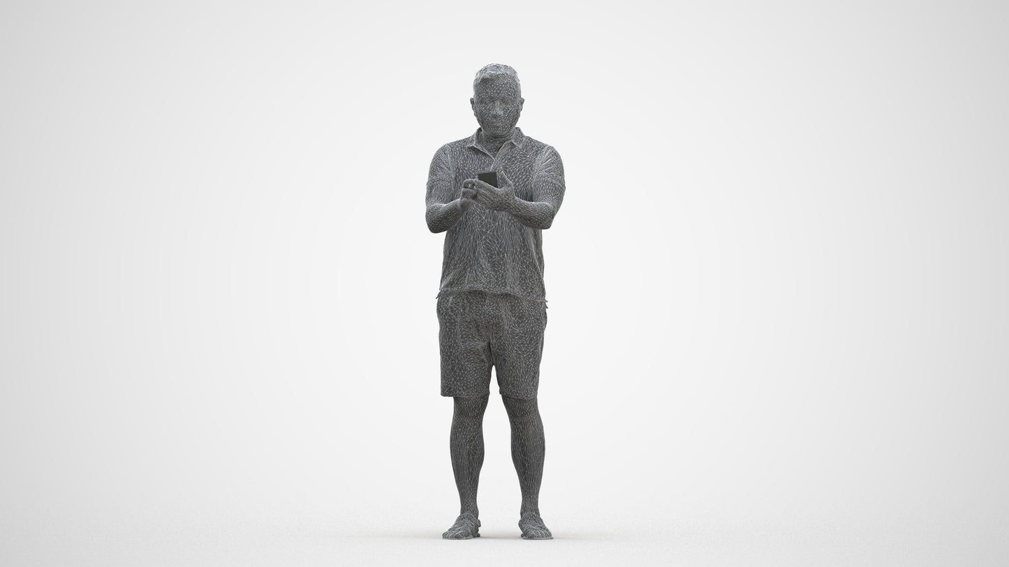 realistic 3D human man casual standing, archviz people FBX OBJ for Blender, three-quarter front view render