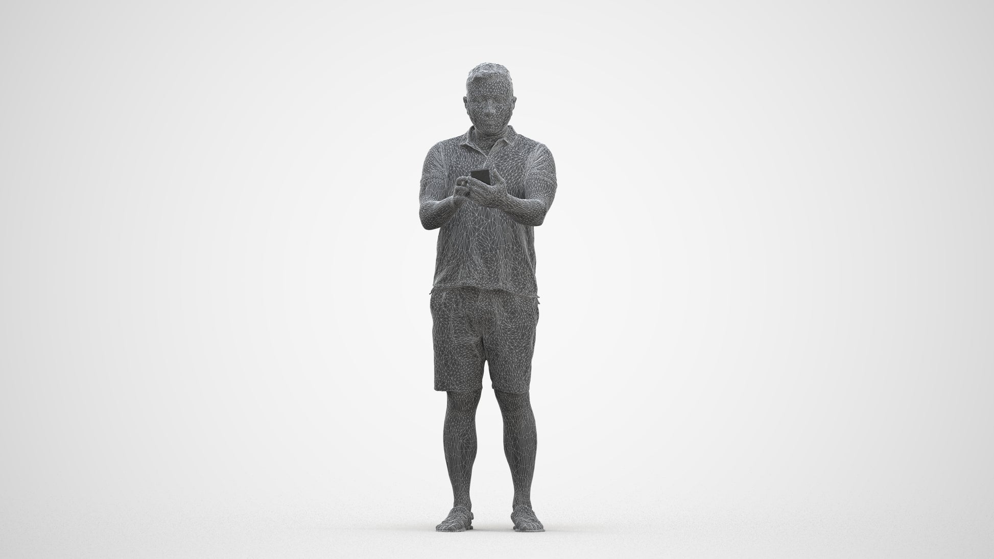 realistic 3D human man casual standing, archviz people FBX OBJ for Blender, three-quarter front view render