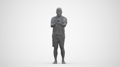 realistic 3D human man casual standing, archviz people FBX OBJ for Blender, three-quarter front view render