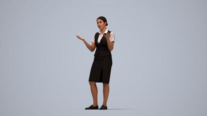 realistic 3D human woman hospitality, archviz people FBX OBJ for Blender, top-down view render