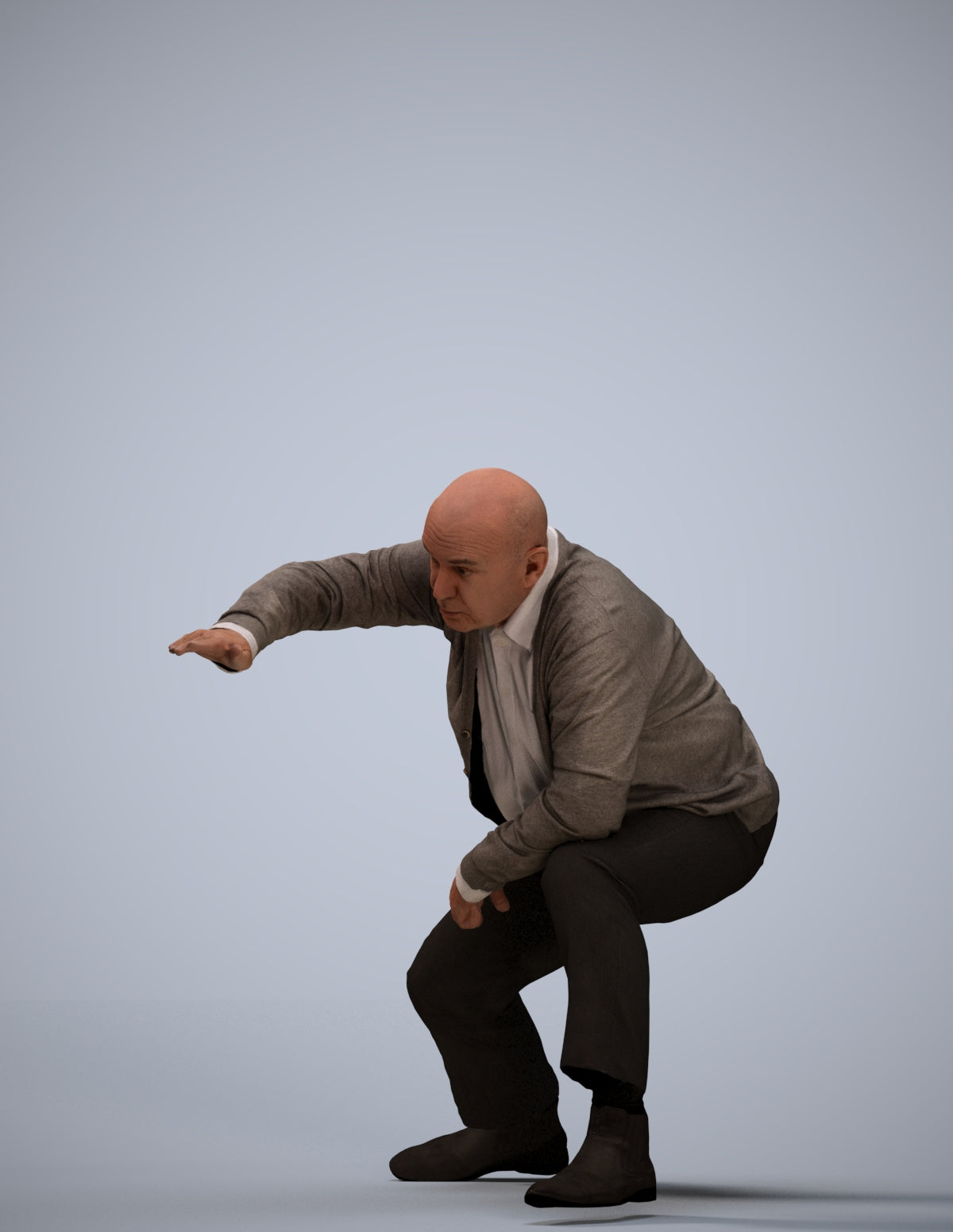 realistic 3D human senior man business standing, archviz people FBX OBJ for Blender