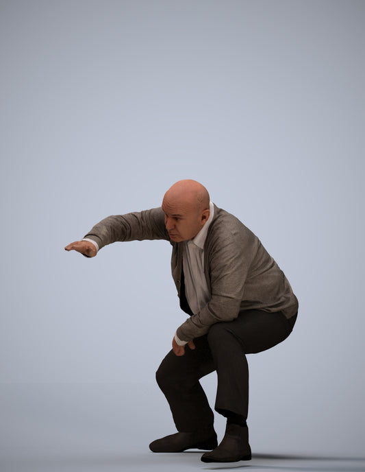 realistic 3D human senior man business standing, archviz people FBX OBJ for Blender