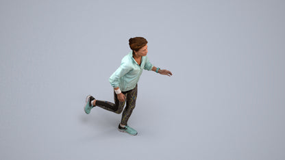 3D human model woman sport, photogrammetry scanned person for archviz, back view render
