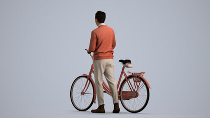 3D people model man casual cycling, scanned human for 3ds Max rendering, front view render