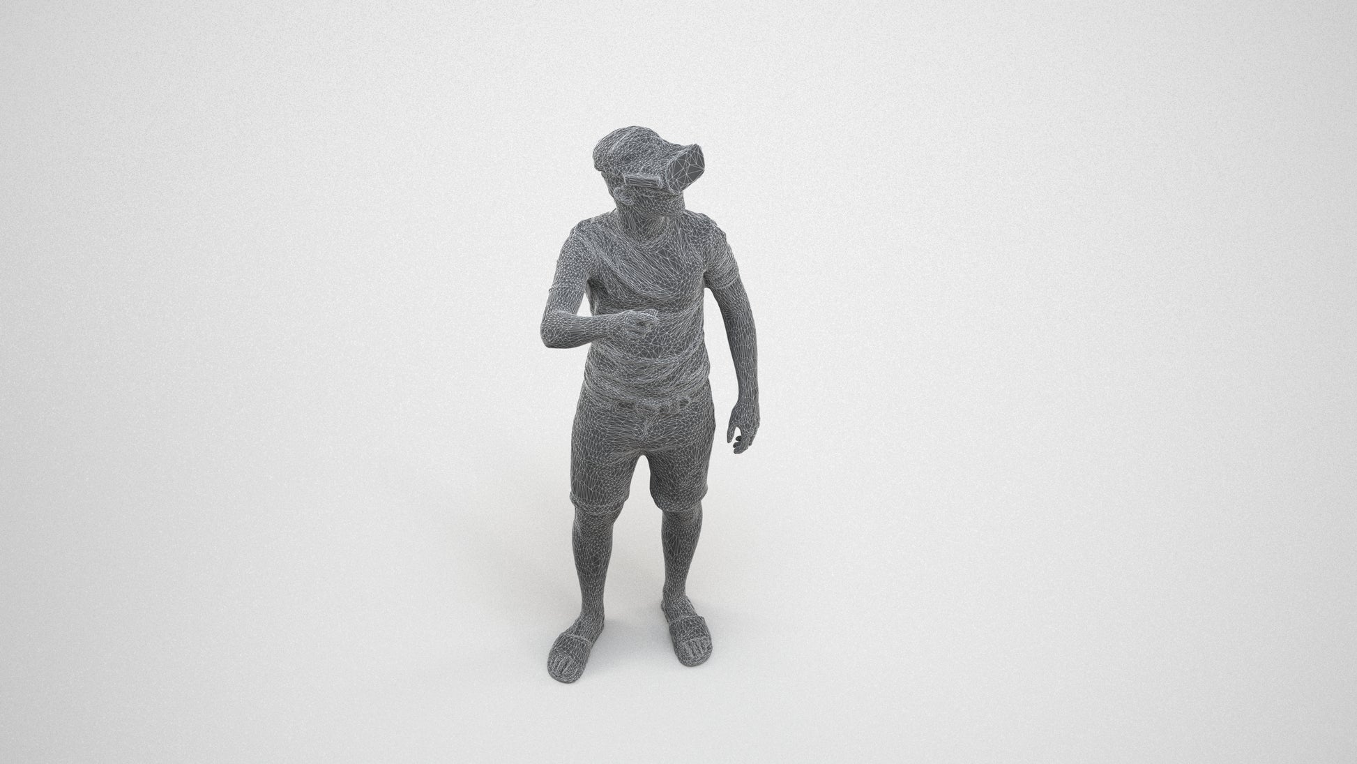 photogrammetry 3D boy casual kids, realistic human model archviz FBX, wireframe three-quarter view