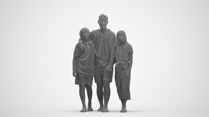 3D scanned girl kids, photorealistic archviz people for Enscape and SketchUp, three-quarter front view render