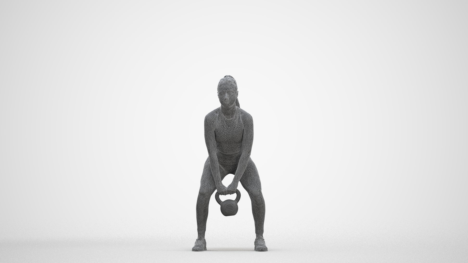 realistic 3D human woman sport, archviz people FBX OBJ for Blender, three-quarter front view render