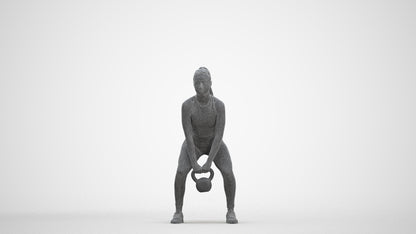 realistic 3D human woman sport, archviz people FBX OBJ for Blender, three-quarter front view render