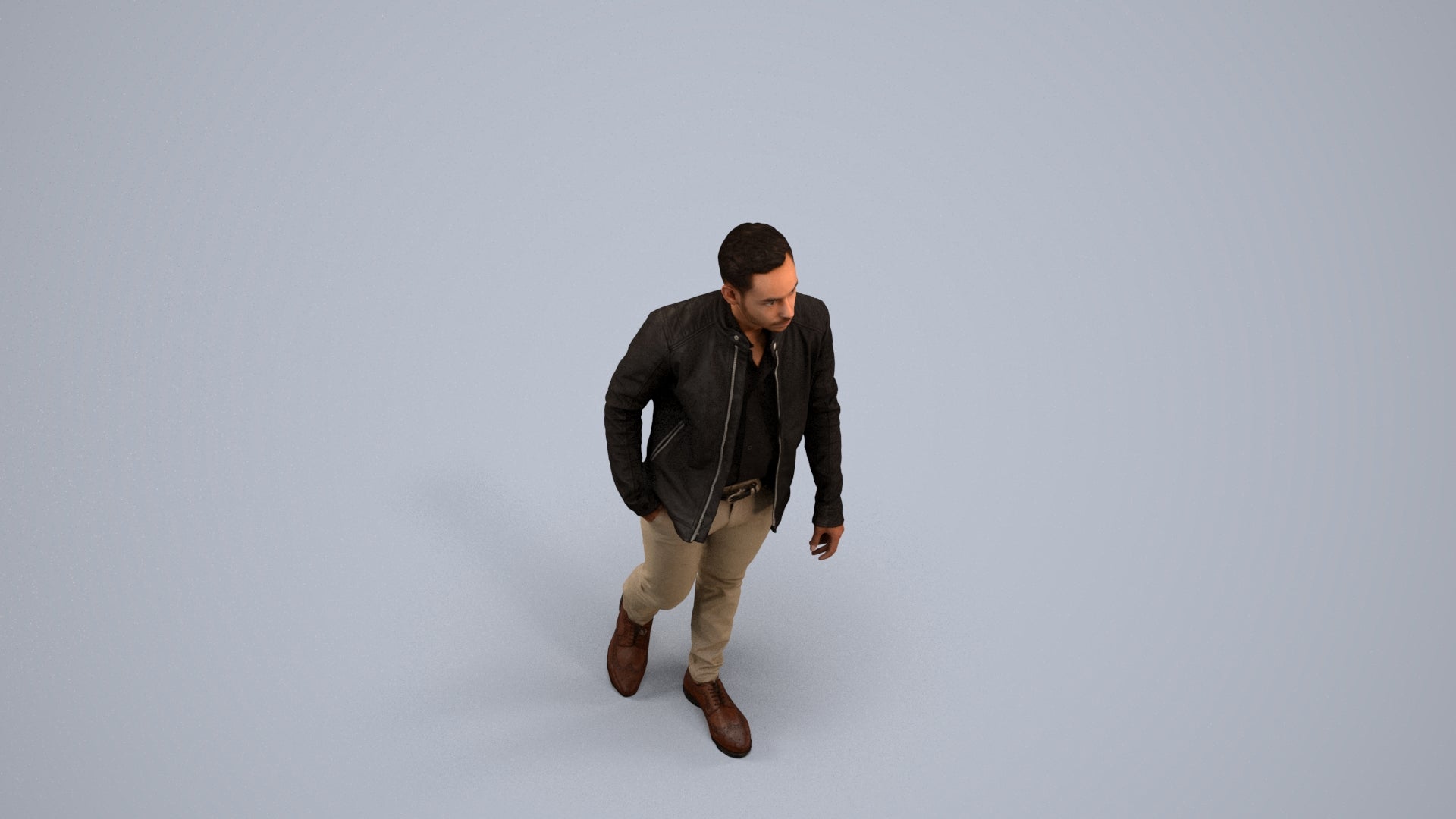 3D scanned man walking business, photorealistic archviz people for Enscape and SketchUp, back view render