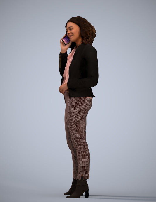 scanned 3D woman business standing, photogrammetry people for Enscape and V-Ray