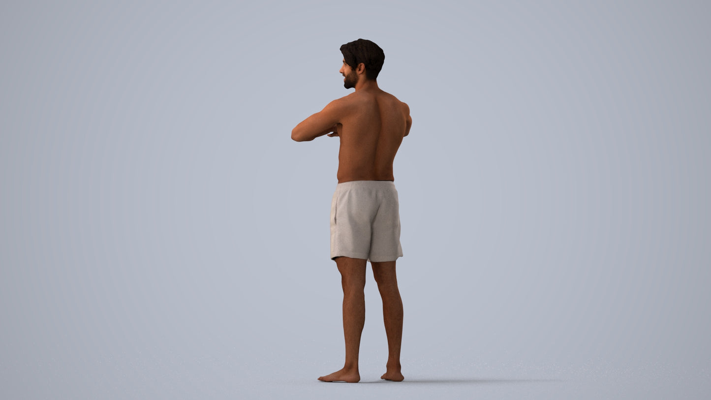 scanned 3D man pool, photogrammetry people for Enscape and V-Ray, three-quarter view render