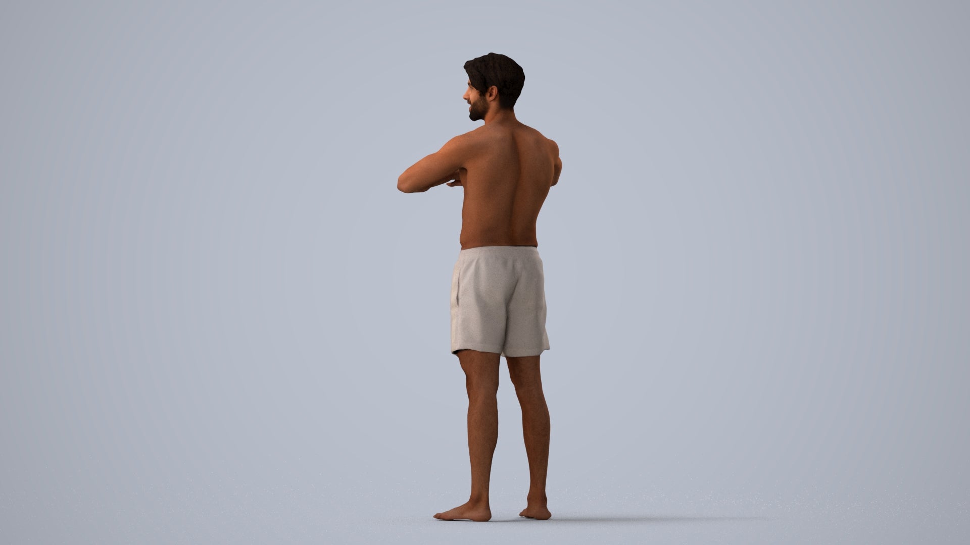 scanned 3D man pool, photogrammetry people for Enscape and V-Ray, three-quarter view render