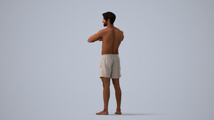 scanned 3D man pool, photogrammetry people for Enscape and V-Ray, three-quarter view render