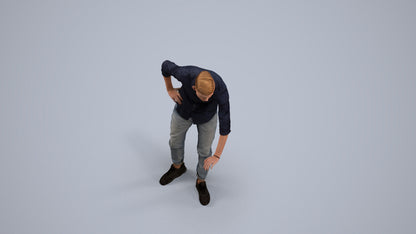 realistic 3D human man casual standing, archviz people FBX OBJ for Blender, back view render