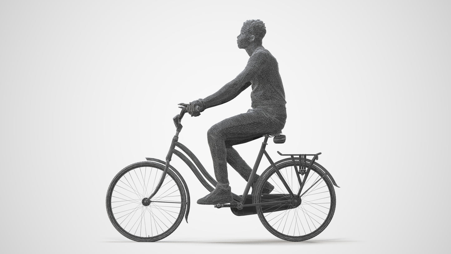 scanned 3D man casual cycling, photogrammetry people for Enscape and V-Ray, square thumbnail