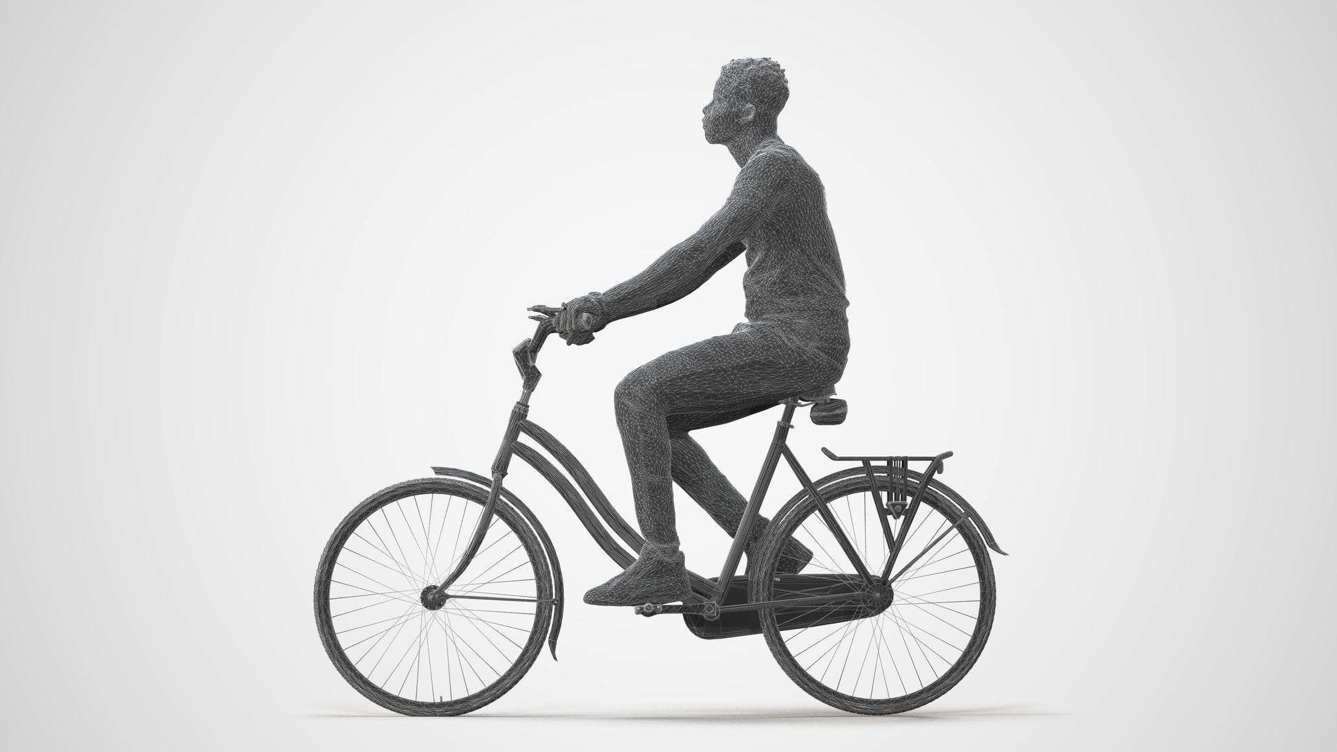 scanned 3D man casual cycling, photogrammetry people for Enscape and V-Ray, square thumbnail