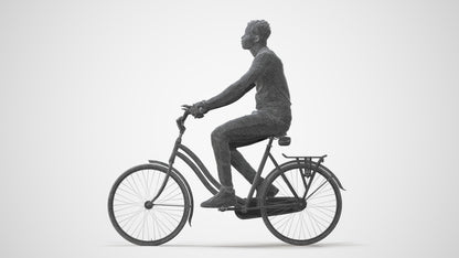 scanned 3D man casual cycling, photogrammetry people for Enscape and V-Ray, square thumbnail