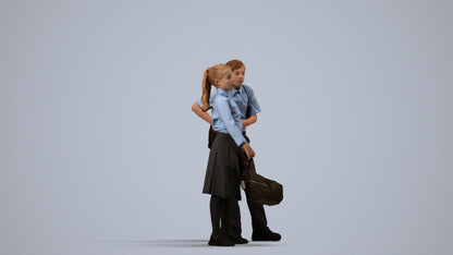 photogrammetry 3D girl kids, realistic human model archviz FBX, side view render