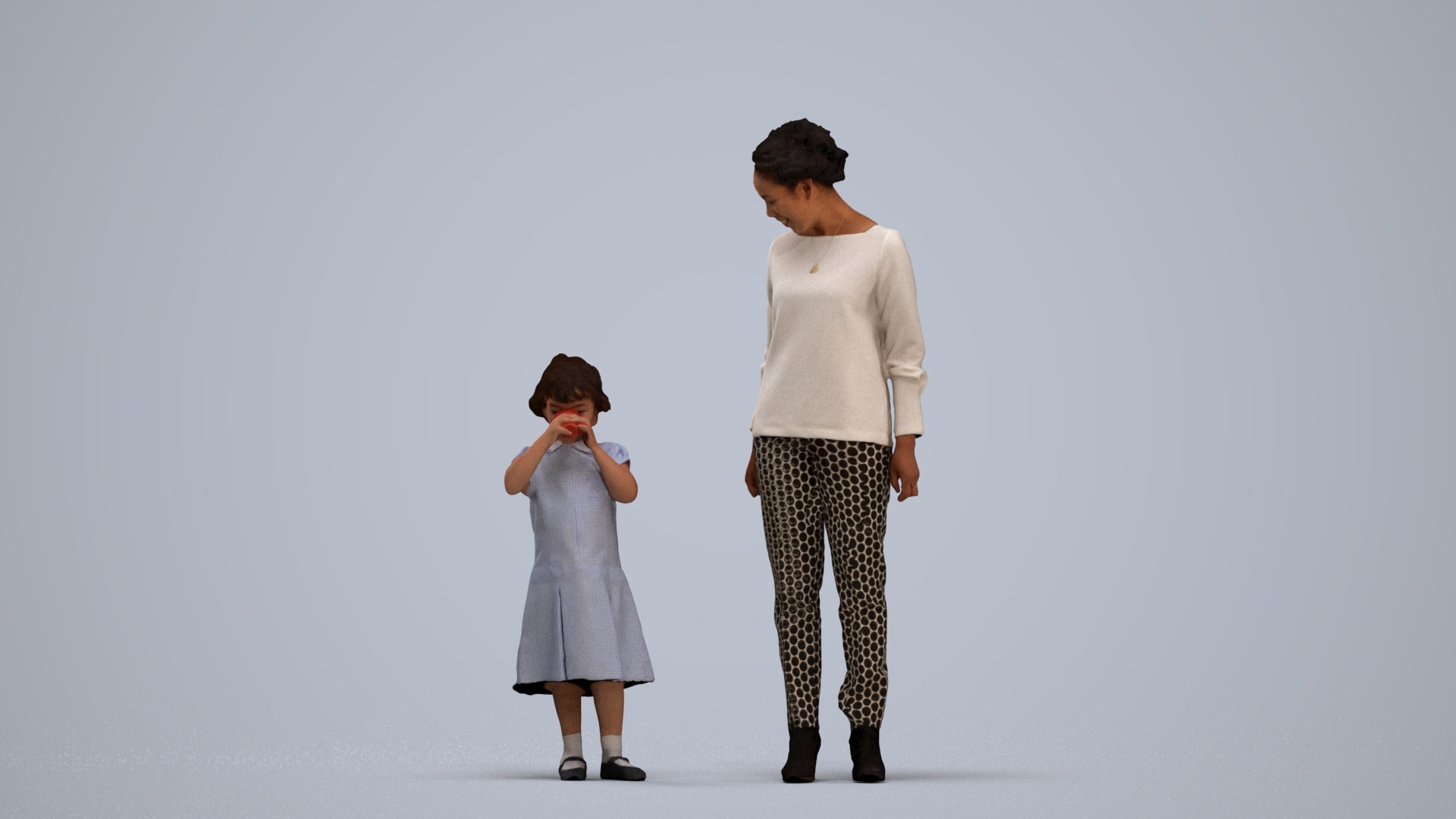 scanned 3D girl casual kids, photogrammetry people for Enscape and V-Ray, standing pose render
