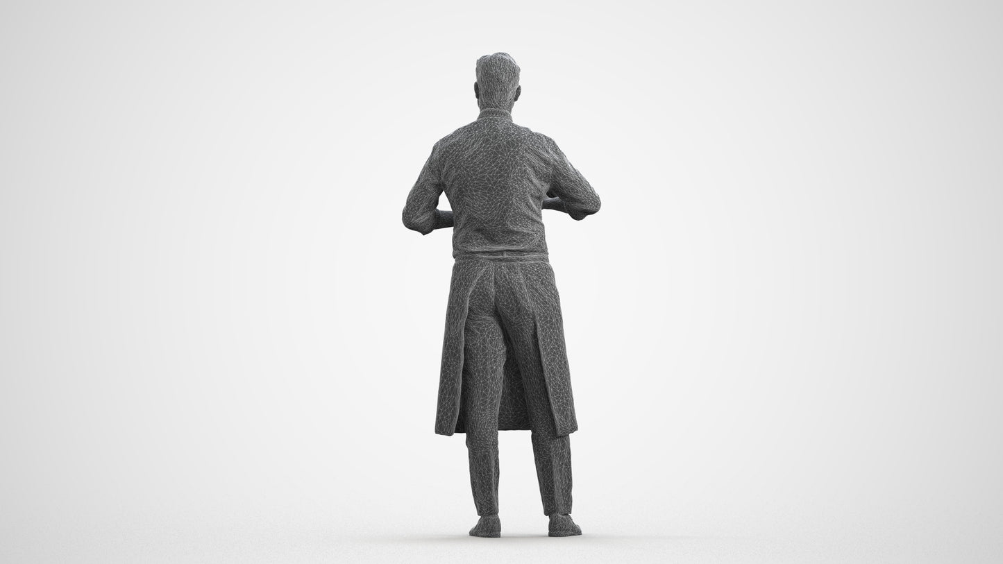 photogrammetry 3D man standing, realistic human model archviz FBX, wireframe front view