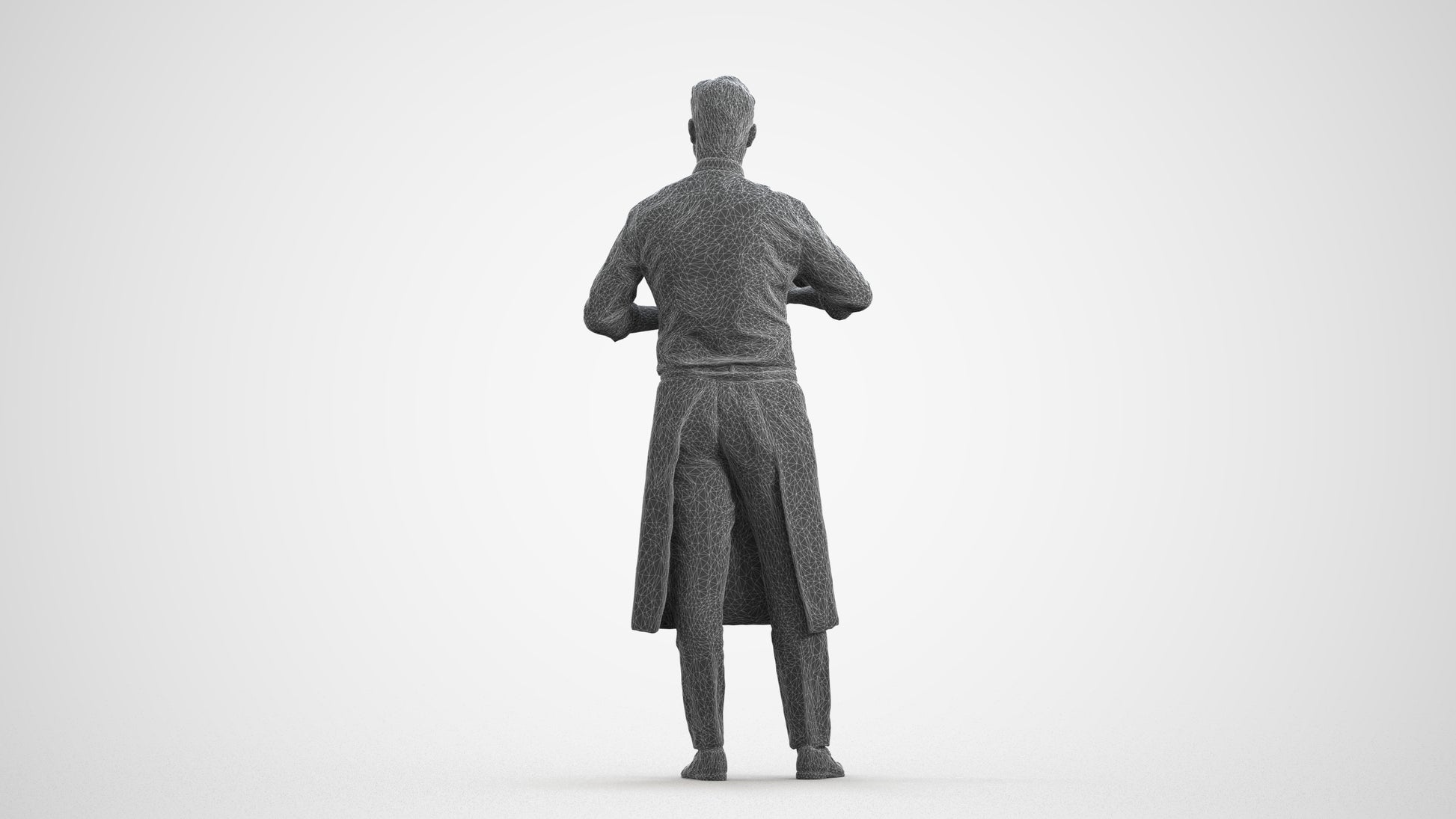 photogrammetry 3D man standing, realistic human model archviz FBX, wireframe front view