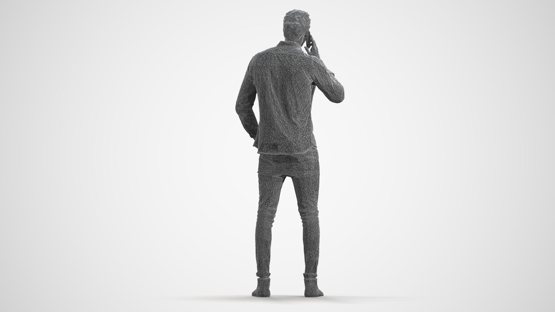 scanned 3D man casual standing, photogrammetry people for Enscape and V-Ray, square thumbnail