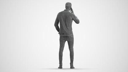 scanned 3D man casual standing, photogrammetry people for Enscape and V-Ray, square thumbnail