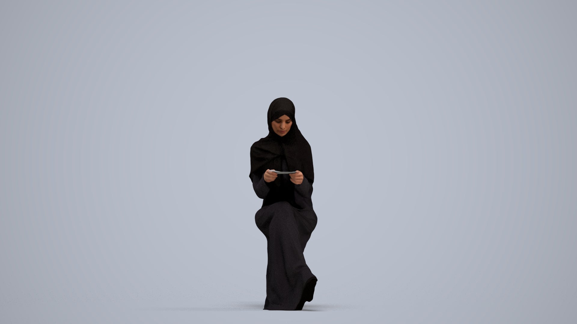 realistic 3D woman sitting, scanned archviz people for Blender and 3ds Max, standing pose render