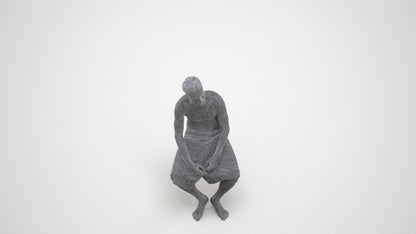 3D scanned man bathroom, photorealistic archviz people for Enscape and SketchUp, wireframe three-quarter view