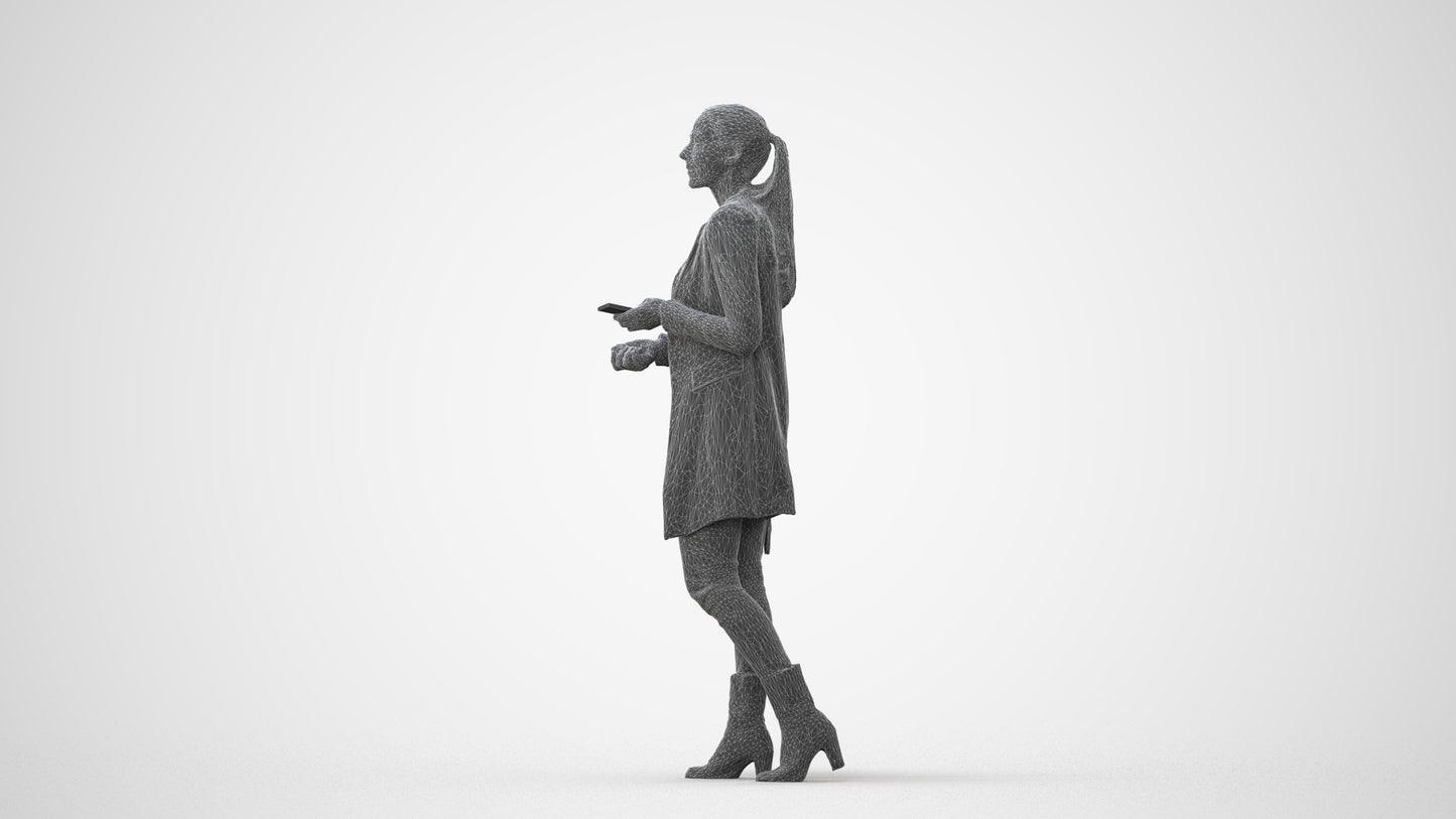 3D scanned woman walking business, photorealistic archviz people for Enscape and SketchUp, square thumbnail
